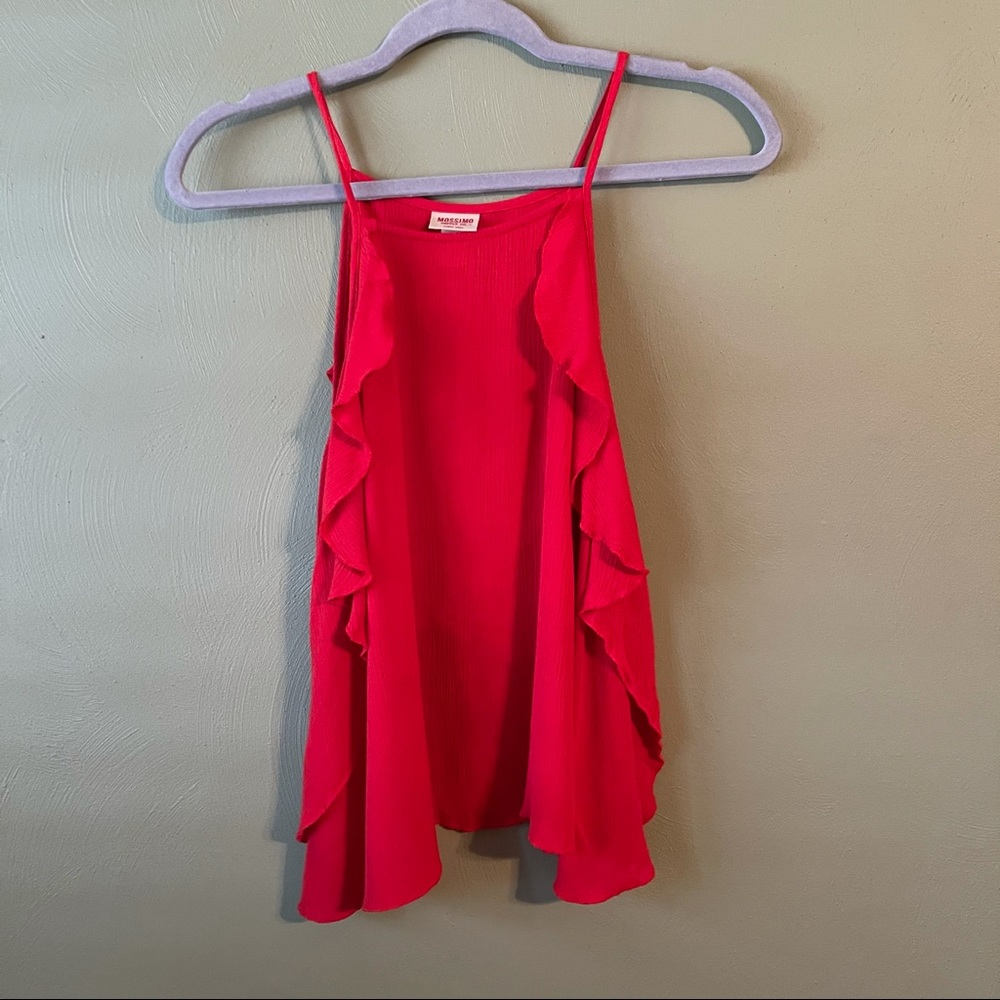 Red sleeveless tee tank shirt blouse halter